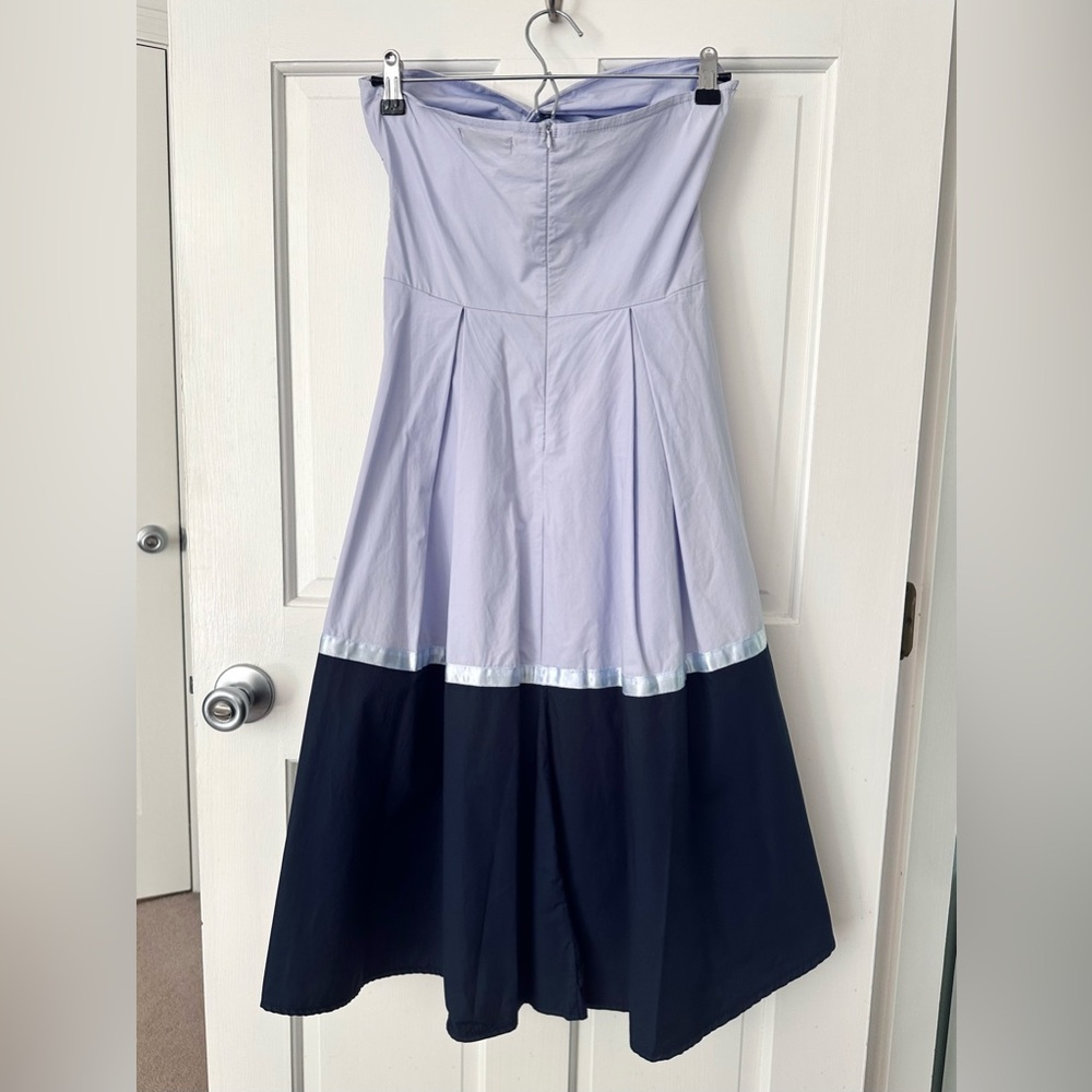 CBR Cut Out Two-Tone Lavender Navy Blue Strapless Midi Dress Size S - Picture 2 of 6